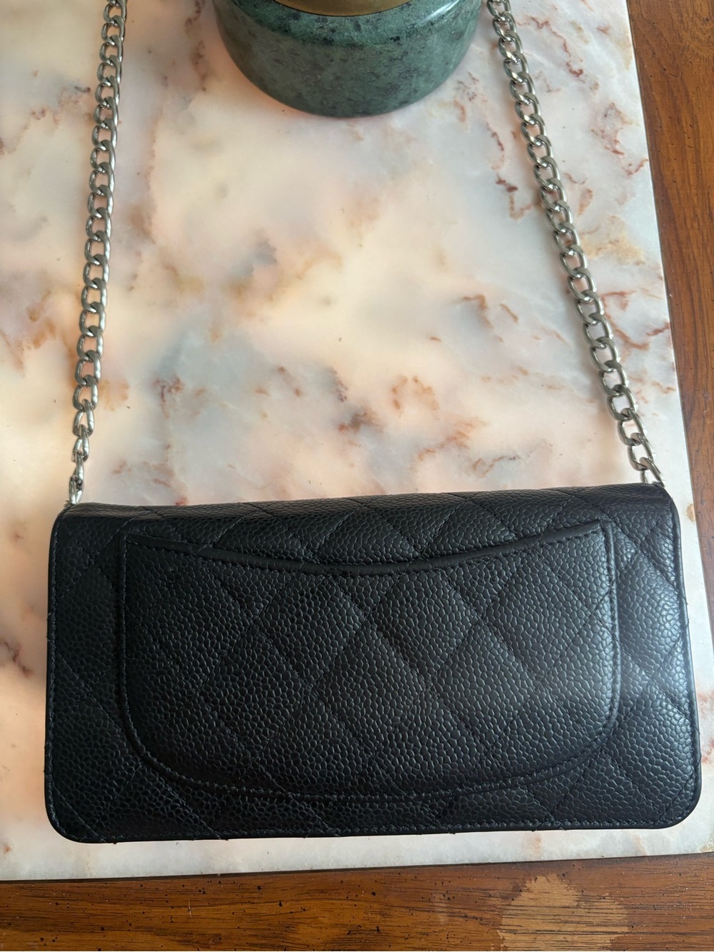 CHANEL Black Silver Hardware Quilted Caviar Leather Chain Crossbody Bag | WOC - Picture 4 of 12